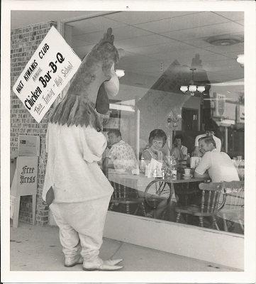 Historic photo of Kiwanis Club's famous chicken Bar B Q